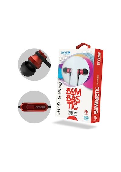 Simex Mikrofonlu Kulaklik 3,5 Universal Spd-04 Bombastic Kirmizi Siyah Diğer