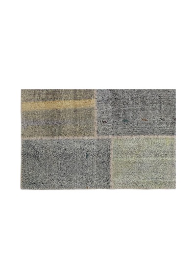 El Dokuması Patchwork Vintage Yün Pamuk Çizgili Halı 1202 160 X 230 Cm Çok Renkli
