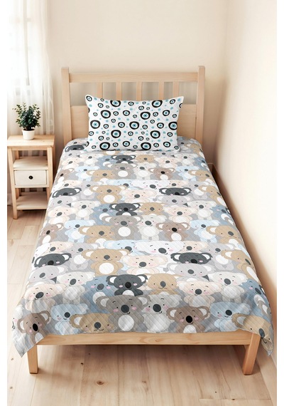 Mavi Geometrik Modern Tek Kişilik Pike Takımı - Beyaz Siyah Nazar Boncuğu 160x220 Cm Yatak Örtüsü Ahenkli Rüzgar Kırığı