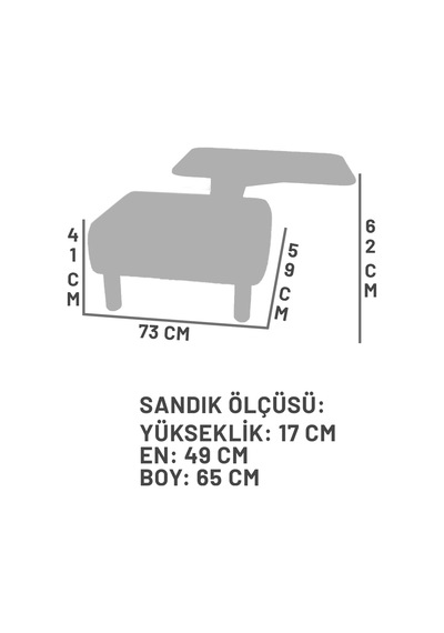 Ester Sandıklı Mekanizmalı Orta Sehpa/bench, Gri
