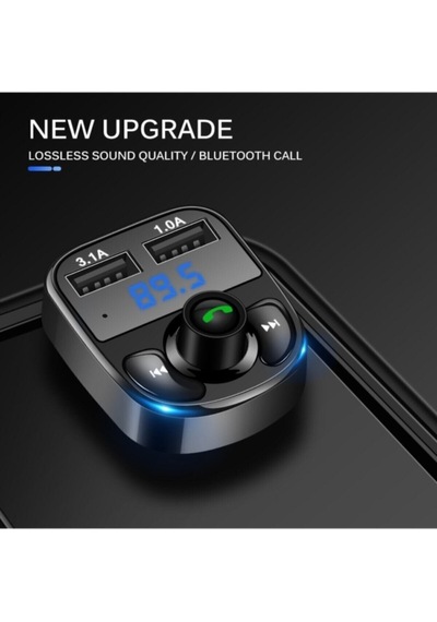Car X8 Araç Fm Transmitter 5.0 Bluetooth Araç Kiti Usb Mp3 Sd Kart Çakmaklık Girişli Oto Müzik Çalar