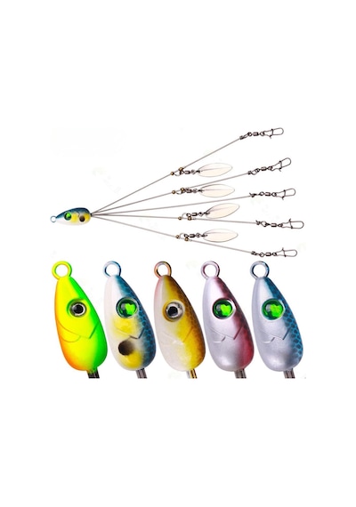 Valkyrie 5'li Alabama Rig 5 Kollu Fırdöndülü Levrek Şemsiyesi 16.8g 22cm Spinner Kaşıklı Sahte Yem Sistemi