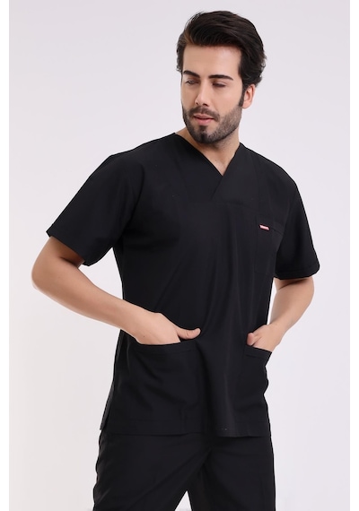 Zarf Yaka Erkek Tek Üst - 48 Siyah-6354