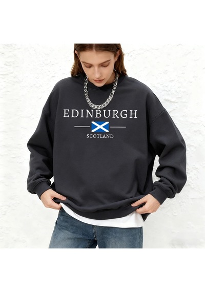 Tarzsokak Edinburgh İskoçya Bayrağı Baskılar Bayan Kapüşonlular Sonbahar Sıcak Koşu Tişörtü Günlük Büyü Antrasit