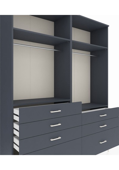 Hyperion Gardrop 4 Raflı 7 Çekmeceli 2 Askılı 176x44x221 Antrasit-antrasit Beyaz Hyperion Gardrop 4 Raflı 7 Çekmeceli 2 Askılı 176x44x221 Antrasit-antrasit Beyaz
