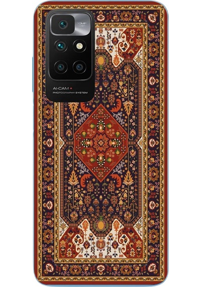 Redmi 10 2022 Uyumlu Anadolu Motif Halısı Baskılı Silikon Kılıf Renkli