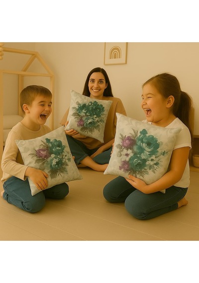 Dijital Baskı Bitki Ve Yaprak Desenli Dekoratif Yastık Kılıfı 45x45 Cm Fermuarlı, Yıkanabilir, Modern Doğal Diğer