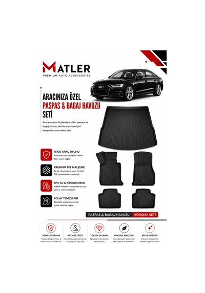 Audi A6 2018 Model 4d Ekstra Havuzlu Paspas Ve Bagaj Havuzu Set