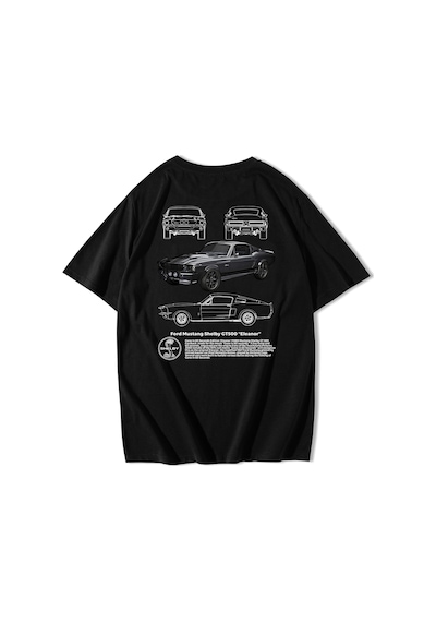 Brz Collection Unisex Oversize Ford Mustang Shelby Gt500 ''eleanor'' T-shirt-siyah Siyah
