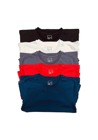 Cloise Çocuk Basic T-shirt Kız Erkek Unisex %100 Pamuk 5'li Paket Ek-3