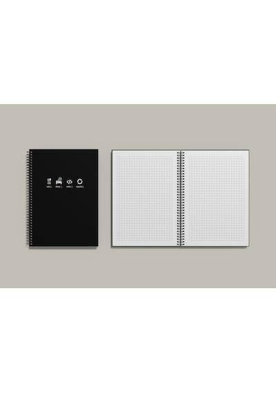 Notebook for Developers - Eat Sleep Code Repeat - Siyah - Kısmi Lak'lı Sert Mukavva Kapak - 100 Yaprak - Kareli - Spiralli Defter