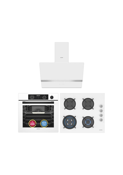 Simfer 11 Fonksiyon Steam Master Beyaz 3'lü Ankastre Set (8245 Fırın + 3654 Ocak + 8739 Davlumbaz)