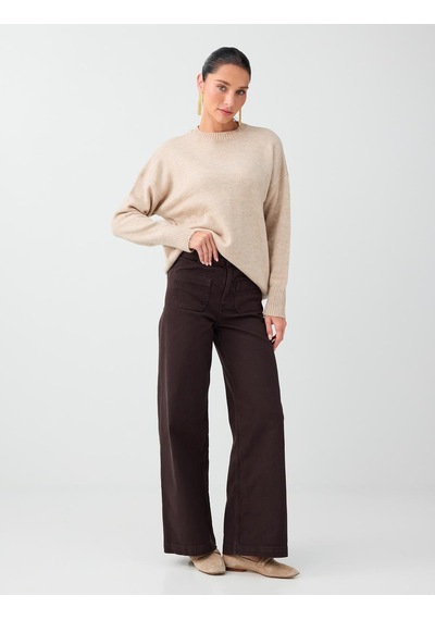 Jimmy Key Acı Kahve Cep Detaylı Pamuk Karışımlı Denim Pantolon 6ww188464803 Acı Kahverengi