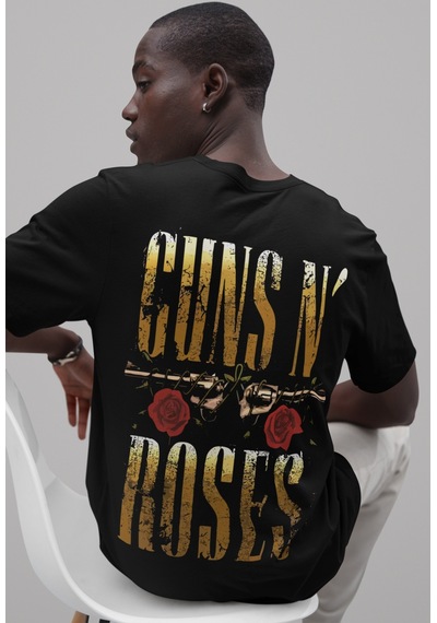 Sevbano Tasarım Guns N' Roses Rock Metal Müzik Grubu Sırt Baskılı Unisex Siyah