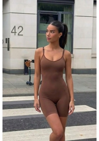 Kadın Kahverengi Casual Esnek Body
