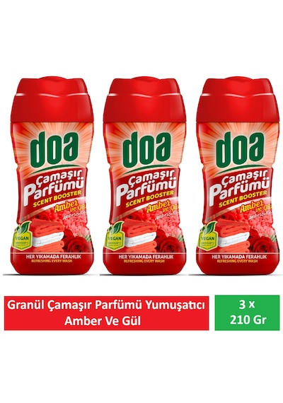 Doa Granül Çamaşır Parfümü & Çamaşır Yumuşatıcı Amber Ve Gül 3 X 210 Gr 3'lü Set