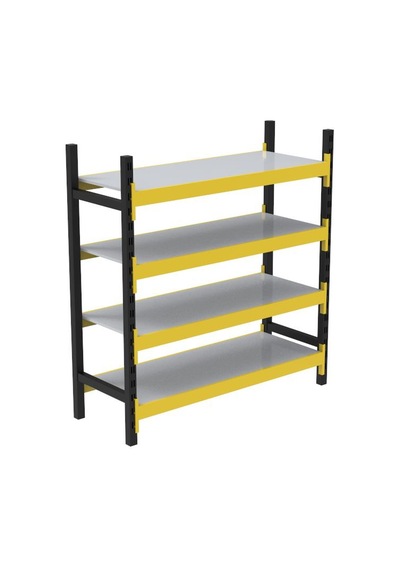 4 Katlı Tekli Midi Rack - Ekonomik Depo,arşiv, Kiler Rafı Siyah-turuncu-35x120 Cm-100 Cm Çok Renkli
