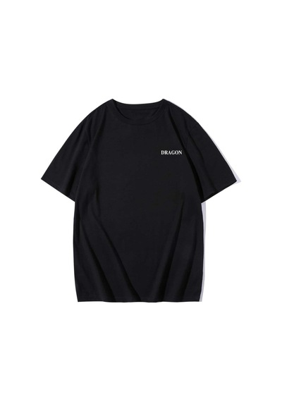 Tarzsokak Erkek Siyah T-shirt Lucky Dragon Baskılı Oversize T-shirt Çok Renkli