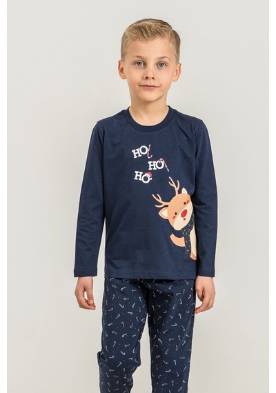 Minipomes 3-9 Yaş Erkek Çocuk New Year's Banter Süprem Pijama Takım Lacivert