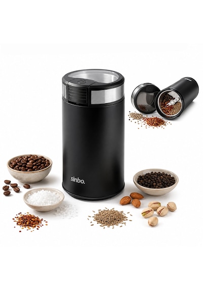 Kahve - Baharat Öğütücü Makine 2 Bıçaklı Çelik Öğütme Haznesi 50gr Öğütme Ac Motor 200w Scm-9044 4801 Siyah