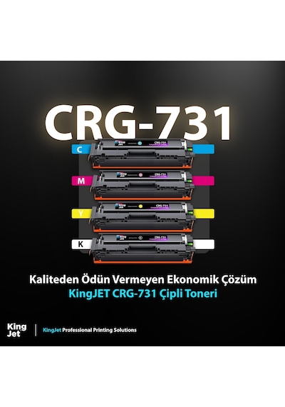 Kingjet Canon Uyumlu Crg-731 Standart Kapasiteli 4 Renk Takım Çipli Uyumlu  Toneri Mf628cw