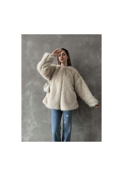 Verymoda Suni Kürk Ceket F1608 Taş
