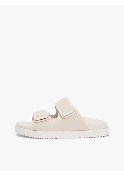 Tommy Hilfiger Double Strap Nubuck Sandal Kadın Bej Terlik - Fw0fw09298