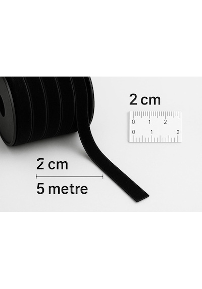 Paşateks 2 Cm Düz Kadife Şerit Siyah 5 Metre / Hobi, Aksesuar, Dikiş Malzemesi