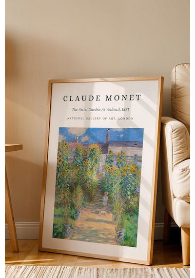 Claude Monet The Artist's Garden At Vetheuil Çerçeveli Tablo - Eklektik Tarz Duvar Dekoru