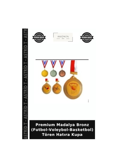Astrid T Premium Madalya Bronz Futbol-voleybol-basketbol Tören Hatıra Kupa