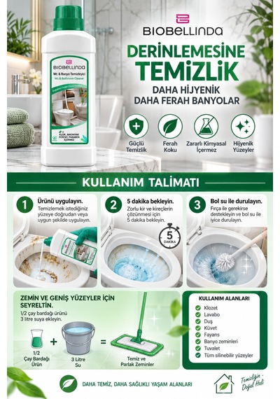 Wc & Banyo Temizleyici Konsantre Güçlü Formül Klozet Lavabo Duş Küvet Ve Fayans Temizliği 750 Ml Diğer