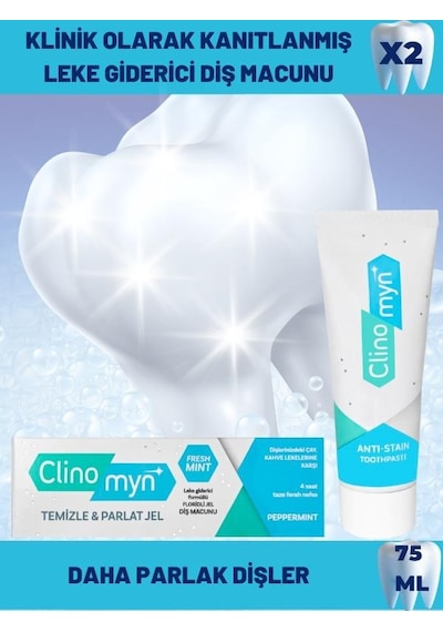 Clinomyn Temizle & Parlat Jel Diş Macunu 2 x 75 ML