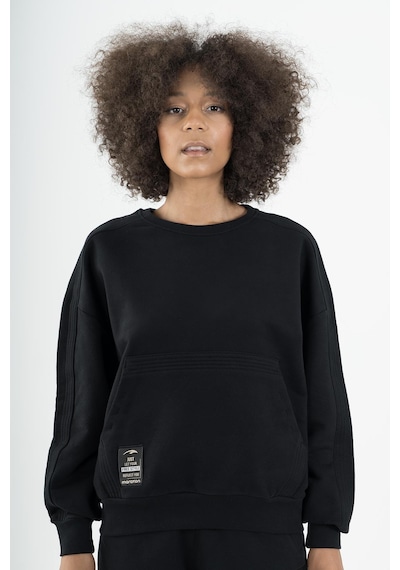 Maraton Sportswear Oversize Kadın Kapşonlu Uzun Kol Basic Siyah Sweatshirt 22953-siyah