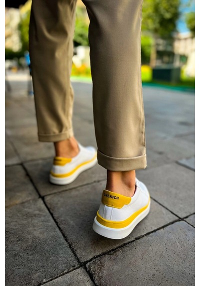 Chekich Ch979 - Santoni Gbt Spor Erkek Ayakkabı Beyaz/sarı Beyaz-sarı