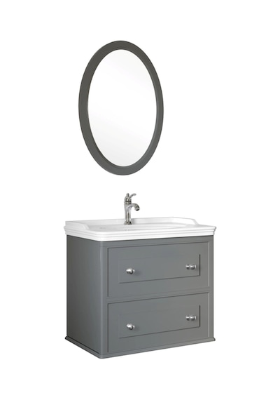 Kale Miro 80 Cm Mat Gri Banyo Dolabı Takımı
