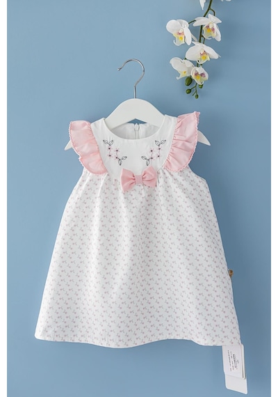 Babymod Kız Bebek Elbise Çiçek Desenli Fiyonklu Bebek Elbise 001