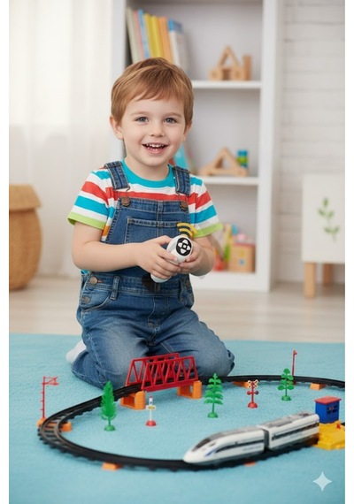Welcomein Oyuncak Uzaktan Kumandalı 49 Parça Işıklı 265 Cm Hızlı Tren Set