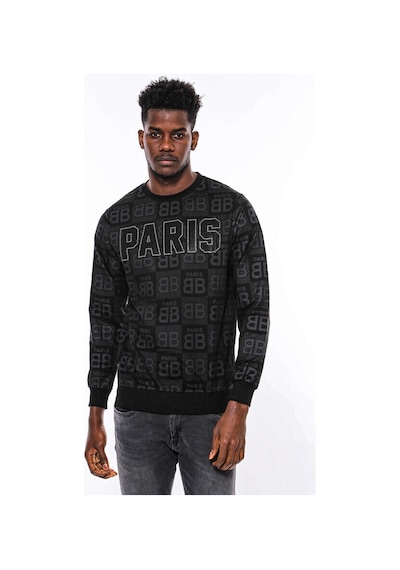 Siyah Taşlı Desenli Sweatshirt - Wessi Siyah