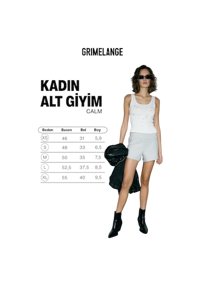 Grimelange Calm Kadın Beli Lastikli Organik Pamuklu Relaxed Grimelanj Şort Grimelanj