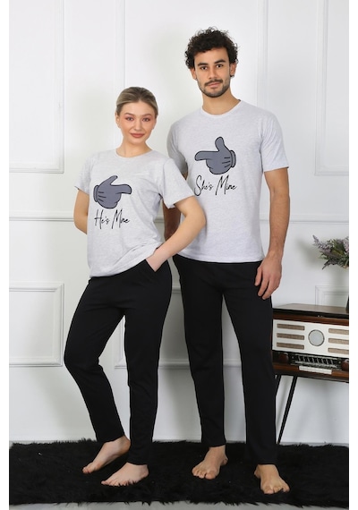 Akbeniz Erkek Pamuk Penye Sevgili Kombini Pijama Takımı Gri 50126 Tek Takım-gri Erkek Gri