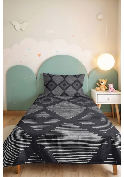 Antrasit Geometrik Genç Odası Tek Kişilik Pike Takımı - Gri Çizgili 160x220 Cm Kapitone Yatak Örtüsü Mercansı Kadife Sessizliği Antrasit Geometrik Genç Odası Tek Kişilik Pike Takımı - Gri Çizgili 160x220 Cm Kapitone Yatak Örtüsü Mercansı Kadife Sessizliği