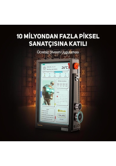 Ayrex Divoom Times Frame-10.1 İnç Dijital Resim Çerçevesi Şeffaf Ips Akıllı Linux Os Rgbled Döner Düğme Wifi 64 Diğer
