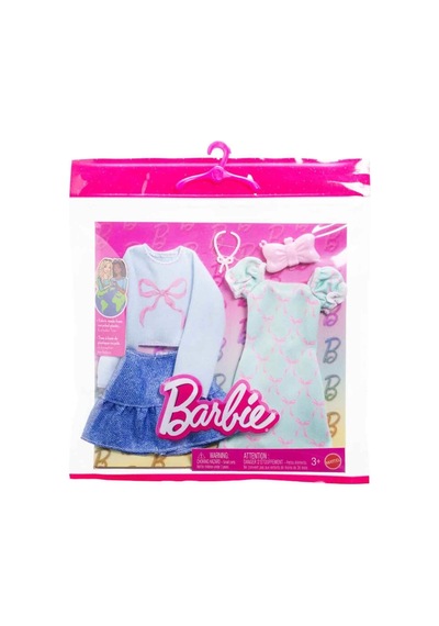 Barbie'nin Kıyafetleri 2li Paket Mavi Kurdele Desenli Elbise Gwf04-hyv05