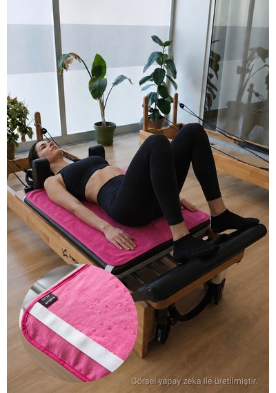 Kaymaz Silikon Tabanlı, Reformer Pilates Havlusu, Ter Emici Bambu Pilates Mat Havlu-fuşya Fusya