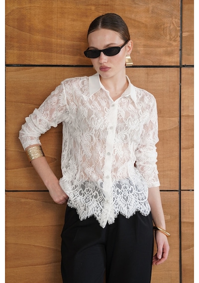 Verymoda Dantel Gömlek F2073 Krem