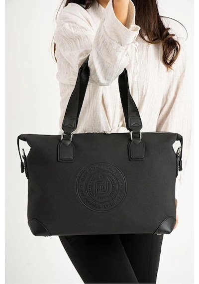 Just Polo Kadın Büyük Valiz Boy Ayarlanabilir Askılı Lüks El Ve Omuz Çantası Shopper Ebat: 33 X 40 Cm Siyah