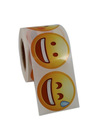 Emoji Etiketi 9 Farklı Emoji Surat 50mm Çap Ruloda 500 Adet Kendinden Yapışkanlı Rulo Etiket, Pp Opak, Gülen Surat Diğer