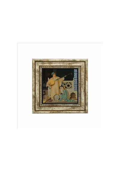 İki Müzisyen Kız Osman Hamdi Bey, 1880 Baskılı Taş Tablo 25x25