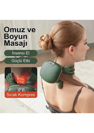 Fz-831 Isıtmalı Ve Yoğurmalı Şarjlı Çift El Fonksiyonlu Boyun Omuz Sırt Masaj Aleti - Kablosuz 3d Shiatsu