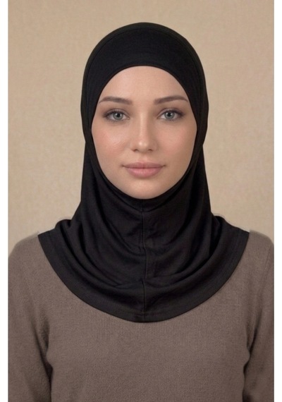 Sonbaharmoda Hazır Türban Pratik Kaymaz Tesettür Eşarp Viskon Likralı Rahat Günlük Ve Namaz İçin Hijab Siyah